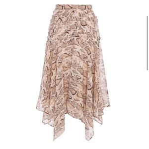 Walter Baker Erwin handkerchief snakeskin midi skirt